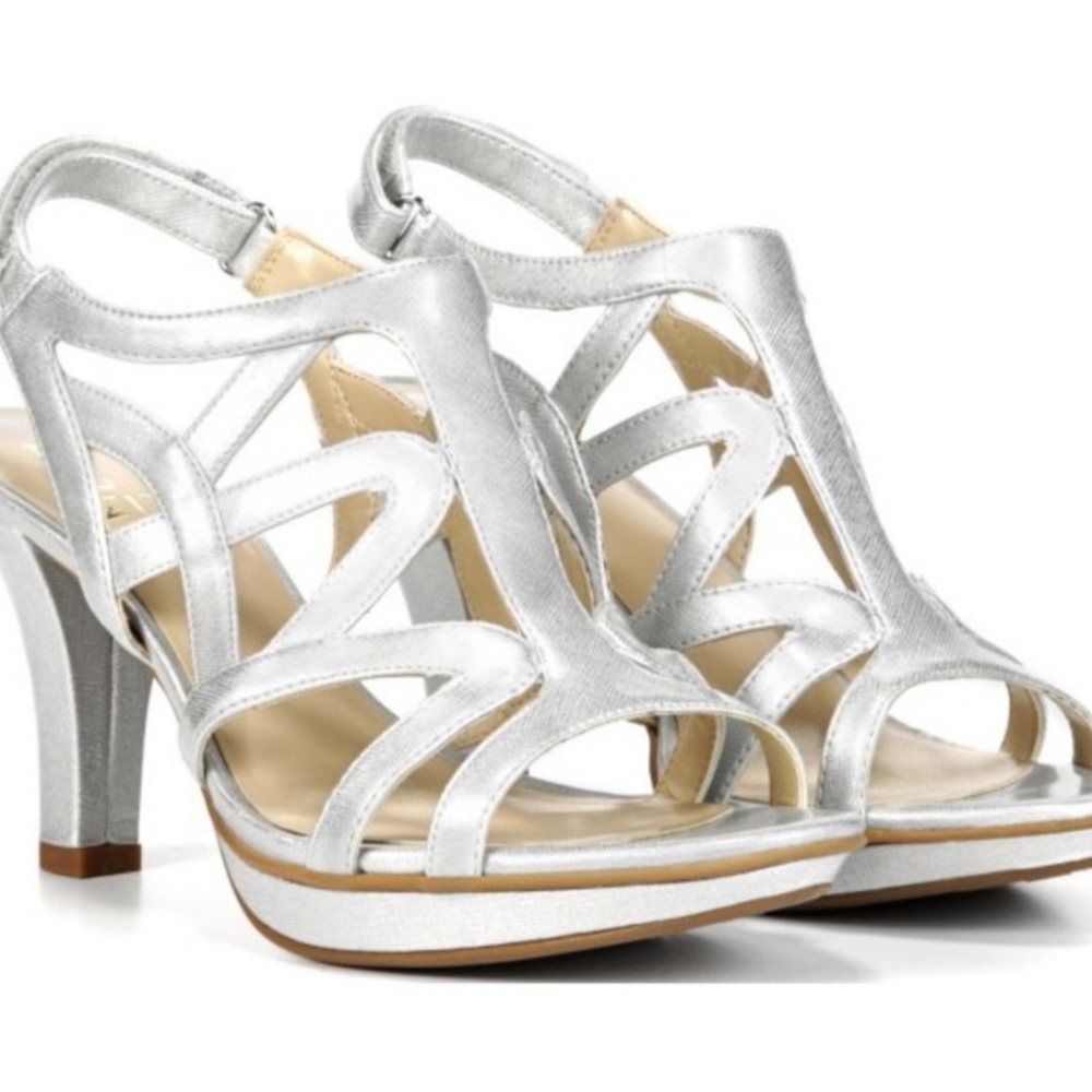 Wedding Shoe! Naturalized Silver Strappy Heel